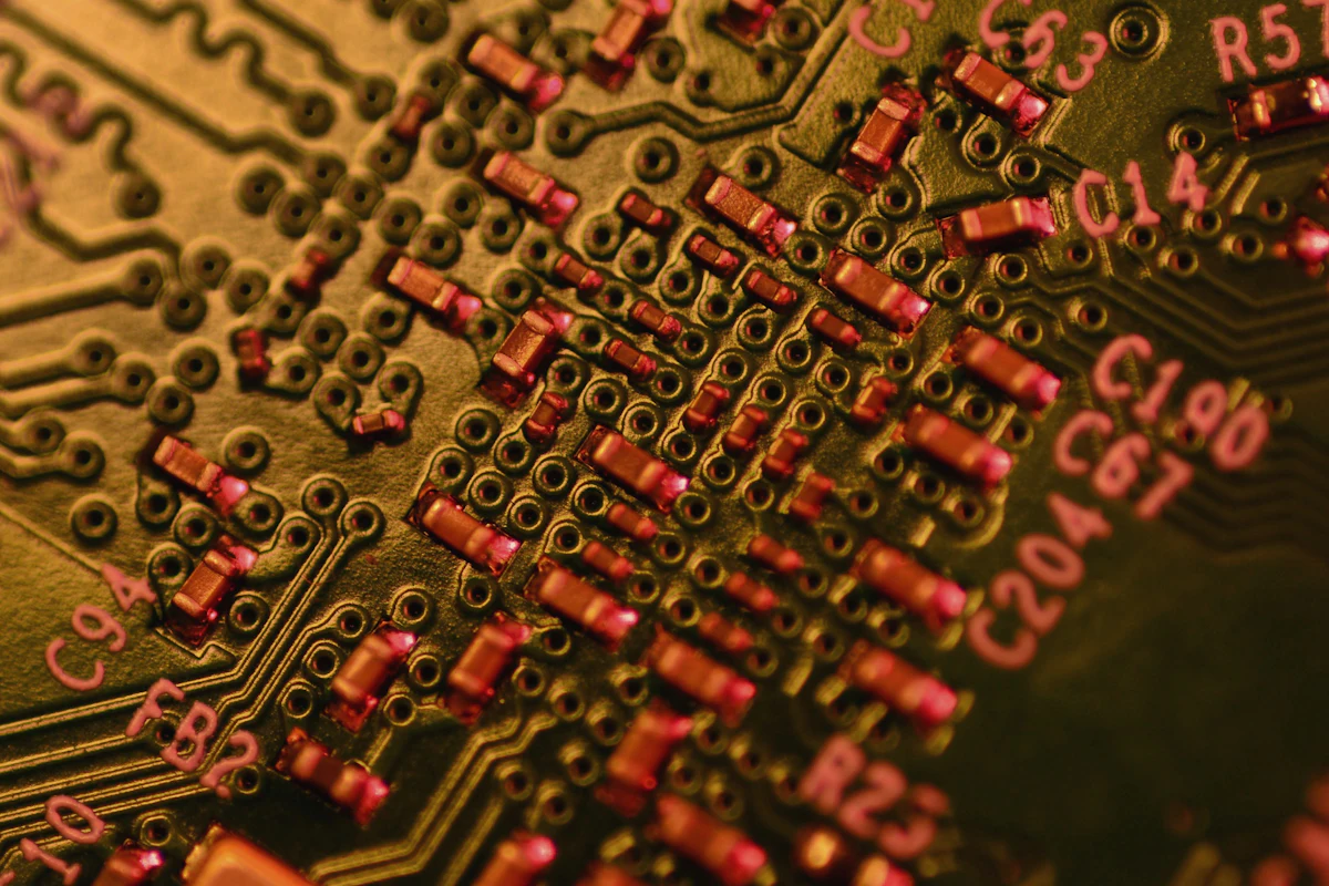 Close-up of a TV mainboard